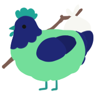A spring and navy chicken with a head pattern