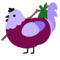 A wine and lilac chicken with a head pattern