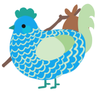 A sky and gluppy chicken with a lace pattern