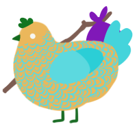 A honey and aqua chicken with a double-lace pattern