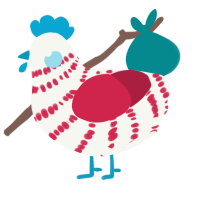 A white and crimson chicken with a bar pattern