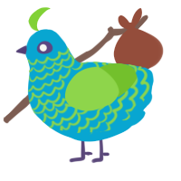 A cerulean and grass chicken with a lace pattern
