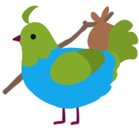 A sky and chartreuse chicken with a head pattern