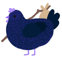A navy and tumblr chicken with a double-lace pattern