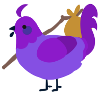A blurple and violet chicken with a head pattern