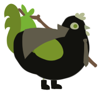 A black and chartreuse chicken