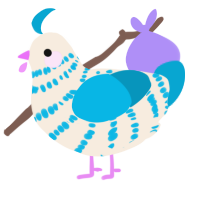 A cream and cerulean chicken with a bar pattern