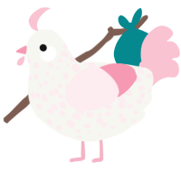 A white and rose chicken with a speckle pattern
