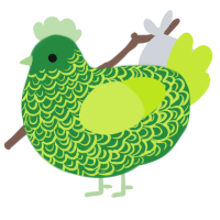 A viridian and lime chicken with a double-lace pattern