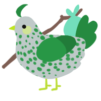 A silver and viridian chicken with a speckle pattern
