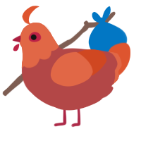 A red and vermilion chicken with a head pattern