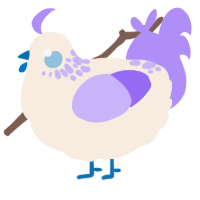A cream and lilac chicken with a neck-speckle pattern