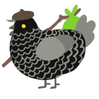 A black and ash chicken with a lace pattern