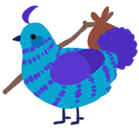 A cerulean and indigo chicken with a bar pattern