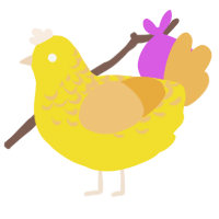 lemonhead, a yellow and honey chicken with a half-lace pattern