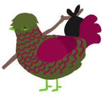 A olive and maroon chicken with a lace pattern
