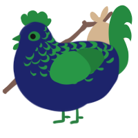 A navy and viridian chicken with a half-lace pattern