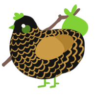 A black and gold chicken with a lace pattern