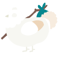A white and cream chicken with a head pattern