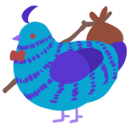 Blue Raspberry, a cerulean and indigo chicken with a bar pattern