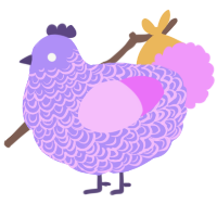 A lilac and lavender chicken with a double-lace pattern