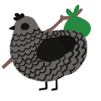 A grey and black chicken with a lace pattern