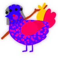 A blurple and wine chicken with a speckle pattern