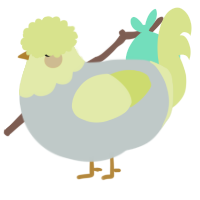 A silver and lemon chicken with a head pattern