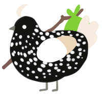 A black and cream chicken with a speckle pattern