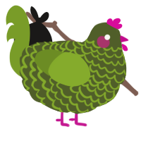 A olive and chartreuse chicken with a lace pattern