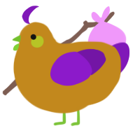 A ochre and violet chicken