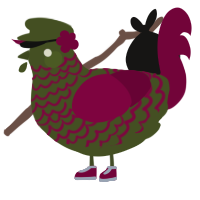 A olive and maroon chicken with a lace pattern