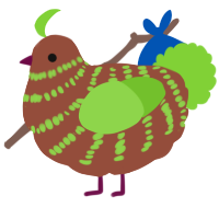 A russet and grass chicken with a bar pattern