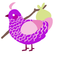 A amethyst and pink chicken with a lace pattern