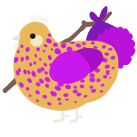A honey and amethyst chicken with a speckle pattern