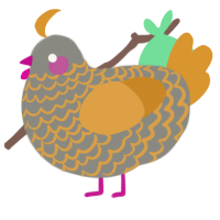 A ash and orange chicken with a lace pattern