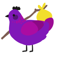 A violet and plum chicken with a neck-speckle pattern