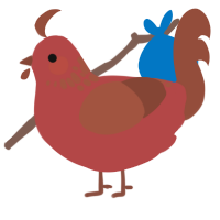 A red and russet chicken with a neck-speckle pattern