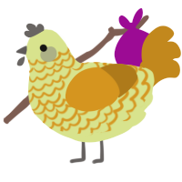 Peepcorn, a lemon and ochre chicken with a lace pattern