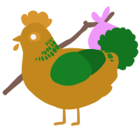 A ochre and leaf chicken with a neck-band pattern