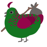 A leaf and maroon chicken with a half-lace pattern