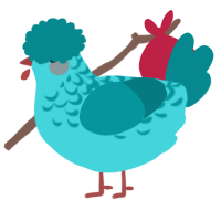 A aqua and teal chicken with a half-lace pattern