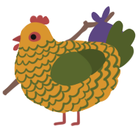 A orange and olive chicken with a lace pattern