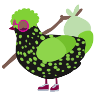 A sable and grass chicken with a speckle pattern