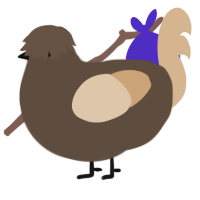A bark and beige chicken