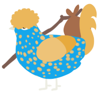 A sky and honey chicken with a speckle pattern