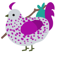 A mist and plum chicken with a speckle pattern