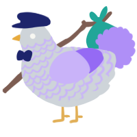 A mist and lilac chicken with a lace pattern