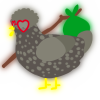 A grey and ash chicken with a speckle pattern