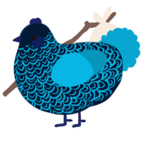 A tumblr and cerulean chicken with a double-lace pattern